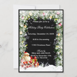 Santa Snowflake-kerstfeestuitnodiging Kaart