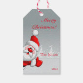 Santa Snowflake minimalistische rode letter Gift L Cadeaulabel (Voorkant)