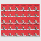 Santa & snowflakes on a pink background Christmas Cadeaupapier (Vlak)