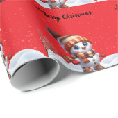 Santa & snowflakes on a pink background Christmas Cadeaupapier (Rol Hoek)