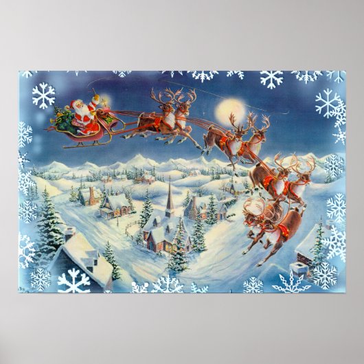 SANTA SNOWFLAKES & SLEIGH by SHARON SHARPE Poster (Voorkant)