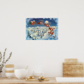 SANTA SNOWFLAKES & SLEIGH by SHARON SHARPE Poster (Keuken)