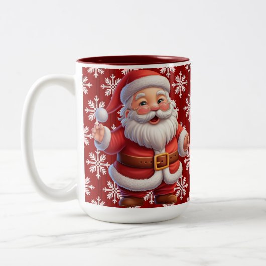 Santa Snowflakes Tweekleurige Koffiemok (Links)