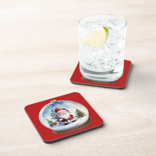  Santa Snowglobe onderzetter van harde kunststof