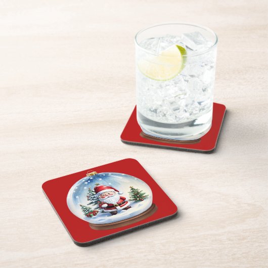  Santa Snowglobe onderzetter van harde kunststof (Rechterzijde)