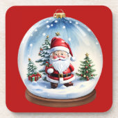  Santa Snowglobe onderzetter van harde kunststof (Voorkant)