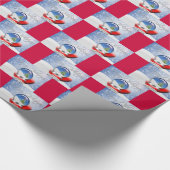 Santa Snowglobe Xmas Red Mitten Merry Kerstmis Cadeaupapier (Hoek)