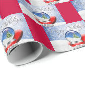 Santa Snowglobe Xmas Red Mitten Merry Kerstmis Cadeaupapier (Rol Hoek)