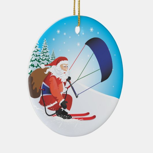 Santa Snowkite Ski Ornament (Rechts)