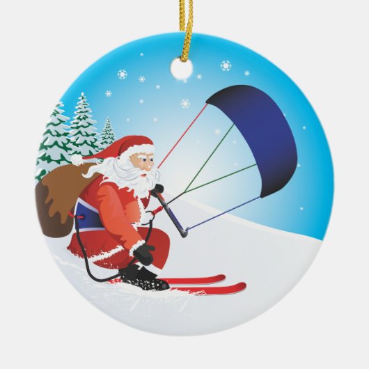 Santa Snowkite Ski Ornament (Voorkant)