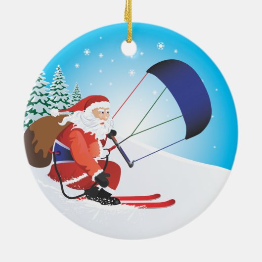 Santa Snowkite Ski Ornament (Achterkant)