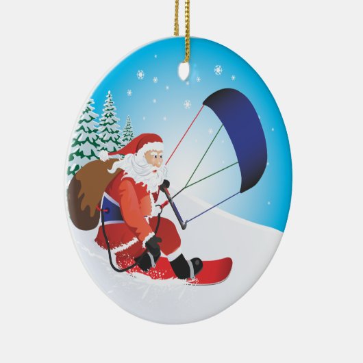Santa Snowkite Snowboard Ornament (Rechts)