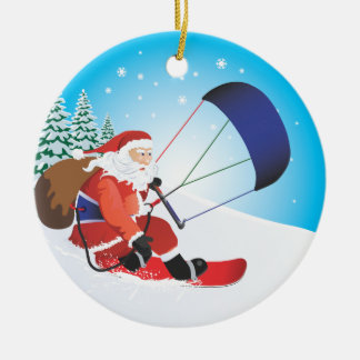 Santa Snowkite Snowboard Ornament