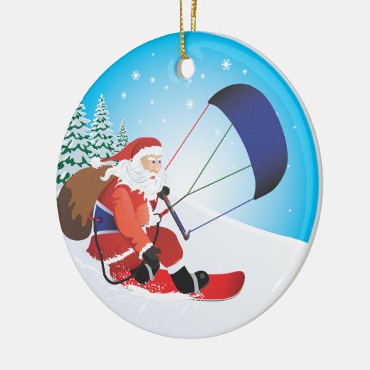Santa Snowkite Snowboard Ornament (Links)