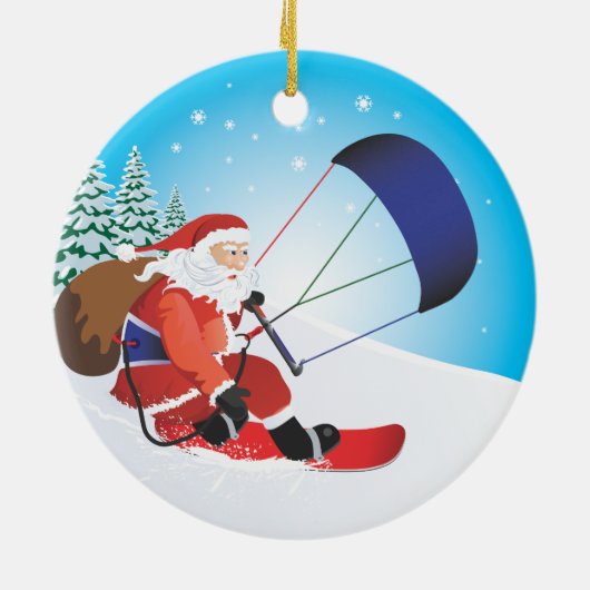 Santa Snowkite Snowboard Ornament (Achterkant)