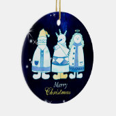 Santa Snowman Angel Blue-kerstboom Keramisch Ornament (Rechts)