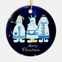 Santa Snowman Angel Blue-kerstboom