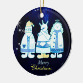 Santa Snowman Angel Blue-kerstboom Keramisch Ornament (Links)