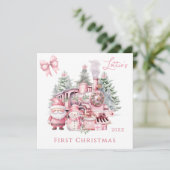 Santa Snowman Baby 1e kerstdag Kaart (Staand voorkant)