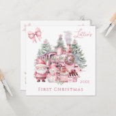 Santa Snowman Baby 1e kerstdag Kaart (Voorkant / Achterkant in situ)