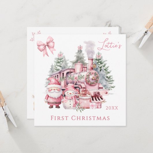 Santa Snowman Baby 1e kerstdag Kaart (Voorkant / Achterkant in situ)