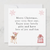 Santa Snowman Baby 1e kerstdag Kaart (Achterkant)