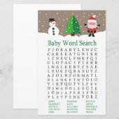Santa, snowman Baby shower Word Search Game (Voorkant / Achterkant)