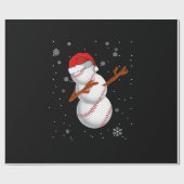 Santa Snowman Baseball Dabbing Heart Cadeaupapier (Vlak)