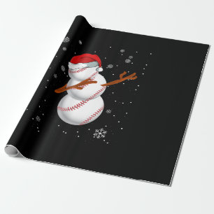 Santa Snowman Baseball Dabbing Heart Cadeaupapier