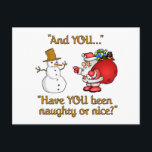 Santa & Snowman briefkaart - aanpassen<br><div class="desc">Ondeugend of aardig geweest? Meer objecten met deze afdruk in mijn winkel bekijken.</div>