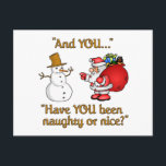 Santa & Snowman briefkaart - aanpassen<br><div class="desc">Ondeugend of aardig geweest? Meer objecten met deze afdruk in mijn winkel bekijken.</div>