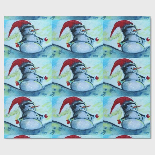 Santa Snowman Cadeaupapier (Vlak)