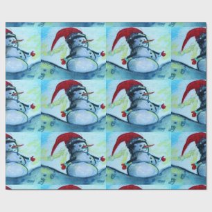 Santa Snowman Cadeaupapier