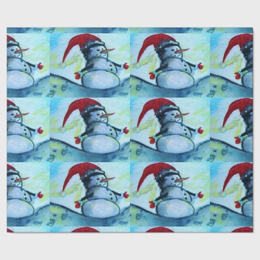 Santa Snowman Cadeaupapier (Zoom)