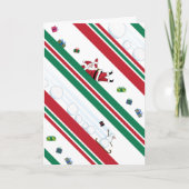 Santa & Snowman Christmas Stripes Kaart (Voorkant)