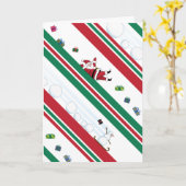 Santa & Snowman Christmas Stripes Kaart (Gele Bloem)