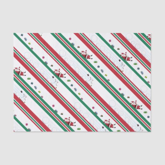 Santa & Snowman Christmas Stripes Tissuepapier (Voorkant)