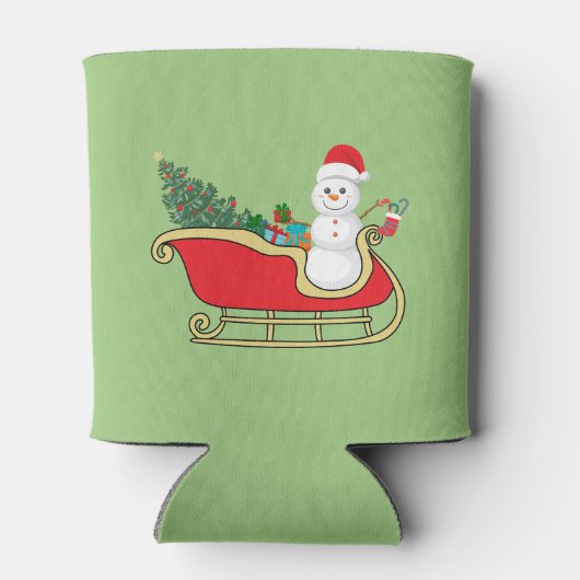 Santa snowman distributing gifts blikjeskoeler (Achterkant)