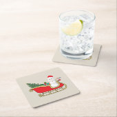 Santa snowman distributing gifts kartonnen onderzetters (Insitu)