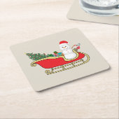 Santa snowman distributing gifts kartonnen onderzetters (Schuin)