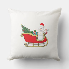 Santa snowman distributing gifts kussen