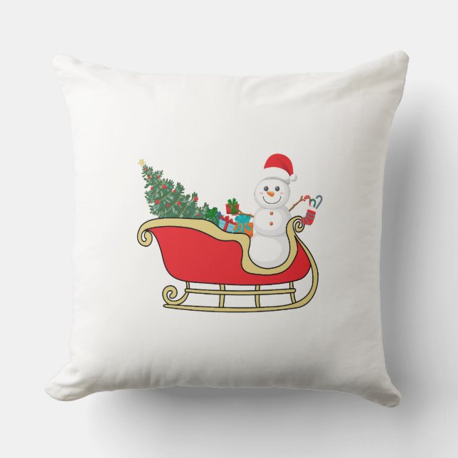 Santa snowman distributing gifts kussen (Voorkant)