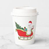 Santa snowman distributing gifts papieren bekers (Achterkant)