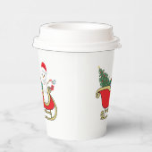 Santa snowman distributing gifts papieren bekers (Rechts)