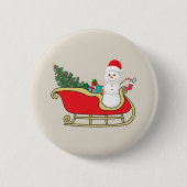Santa snowman distributing gifts ronde button 5,7 cm (Voorkant)