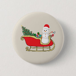 Santa snowman distributing gifts ronde button 5,7 cm