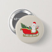 Santa snowman distributing gifts ronde button 5,7 cm (Voorkant /achterkant)