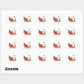 Santa snowman distributing gifts ronde sticker (Vel)