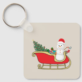 Santa snowman distributing gifts sleutelhanger