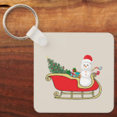 Santa snowman distributing gifts sleutelhanger (Voorkant)